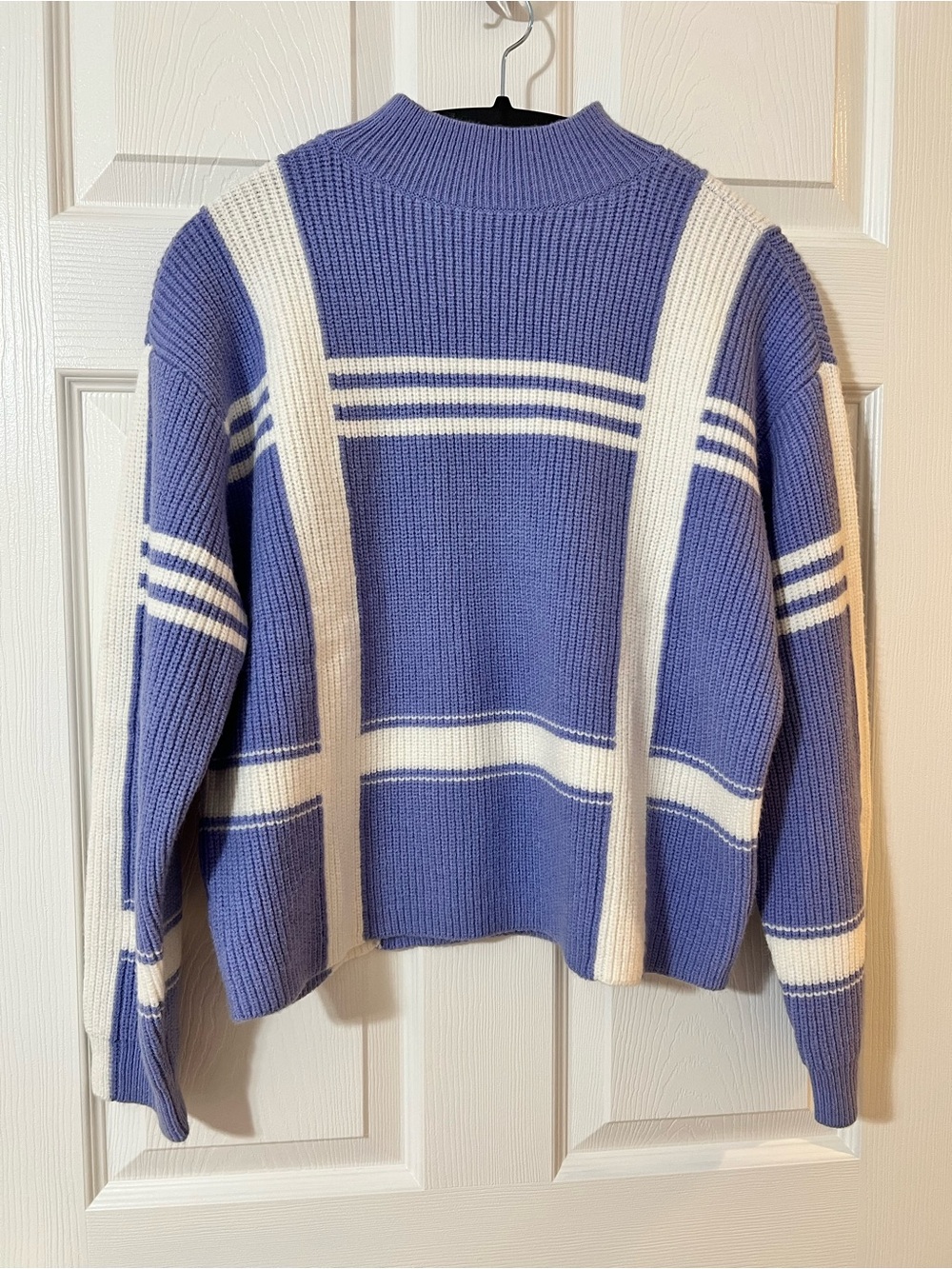 NWT Ann Taylor Weekend Women's Lilac & Cream Mock Neck Striped Sweater, Small